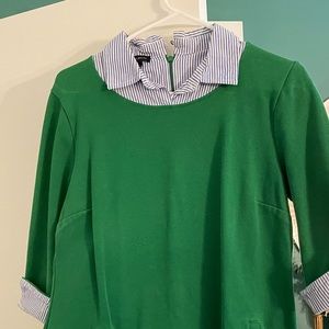 Talbot’s Green Collared 3/4 Sleeve Shift Dress with Pockets